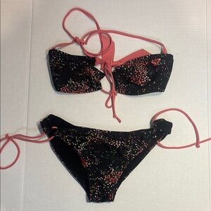 Roxy Black and Pink Bikini Set